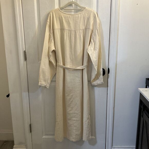 NWT Universal Threads Belted Long Sleeve Maxi Dress White Sand Size 2XL - Picture 2 of 16